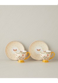 Resim English Home Dipsy New Bone China 4 Parça 2 Kişilik Kahve Fincan Takımı 100 Ml Hardal Hardal 