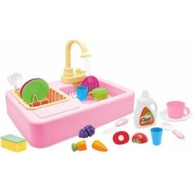 Resim Kayyum Modern Çeşmeli Lavabo Seti Pilli Mutfak Oyuncak Seti 