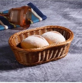 Resim Kosova Spt265 Haır Örgülü Plastik Oval Ekmek Sepeti Açık Kahverengi 
