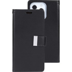 Resim Goospery Goospery Rich Diary Crazy Horse Doku Deri Kılıf Apple iPhone 14 Pro Max Siyah (Yurt Dışından) 