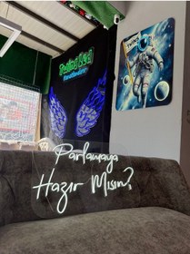 Resim Parlamaya Hazır Mısın Yazılı Neon Tabela Beyaz 