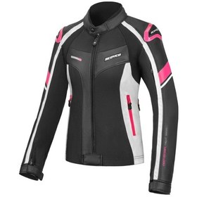 Resim Motosiklet Kadın Montu Full Korumalı 4 Mevsim Pu Kaplamalı Deri Ve Maxdura Kumaş Motor Mont Pink 