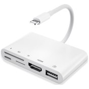 Resim Ally Mobile 5in1 Lightning Hdmı Dijital Av Adaptör+ Otg Usb Hub Kamera Tf Sd Okuyucu - Beyaz 