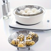 Resim 1 Adet 410 Paslanmaz Çelik Katlanır Buharlık Sepeti - Çok Amaçlı Fırın, Hava Fritöz & Sebze Et Meyve Buharlama Rafı, Tutma Kolu Tasarımlı, Yer Tasarruflu Mutfak Aksesuarı | Dayanıklı Pişirme Ekipmanı 