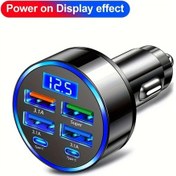 Resim Cloud011 Siyah 6'li Araç Şarj Cihazı 4 Usb 2 Pd Hızlı Şarj Dijital Ekran Aynı Anda Çoklu Şarj 