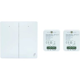 Resim Kablosuz İkili Duvar Anahtarı-kendinden Enerjili Ve 2 Adet Akıllı Kablosuz Anahtar Alıcısı Seti 