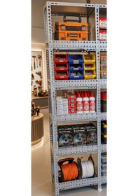 Resim Çelik Raf 5 Katlı 31x75x200 Cm 5 Gözlü Hırdavat Rafı, Depo Rafı, Arşiv Rafı, Kiler Rafı Galvaniz 