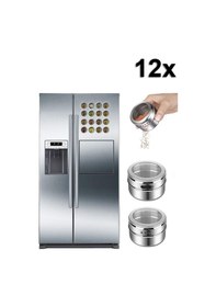 Resim 12Li Mıknatıslı Paslanmaz Çelik Baharatlık Takımı Cin114-12 Gümüş 