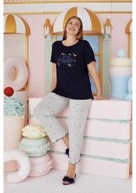 Resim Sevim Kadın Büyük Beden Kısa Kol Lacivert Pijama Takım C1t4n7o51 001 