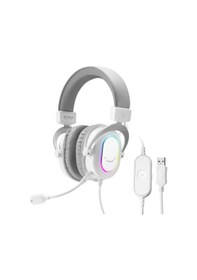 Resim Fifine Ampligame H6 Mikrofonlu Gaming 7.1 Beyaz Rgb Kulaklık H6w 