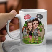 Resim Doğada Bira Keyfi Yapan Çiftler Karikatürlü Kupa Bardak 