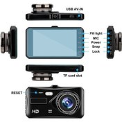 Resim Createtech 1080p Araç İçi Kamera Dokunmatik Dvr Kaydedici Ön Arka Gece Görüşü Çift Kamera 