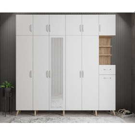 Resim Açelya Portmanto Vestiyer Meşe Beyaz M9-240 cm 