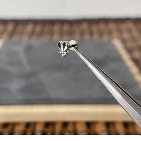 Resim Yüksek Kalite G23 Kalp Noktalı Titanyum 6 X 1.2 MM Labret Piercing Gümüş 