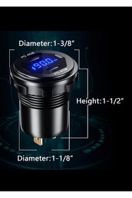 Resim Autoline 12-24volt Araç/tekne/motosiklet Için (quick)hızlı Şarj Voltmetre Usb/type C Portlu 