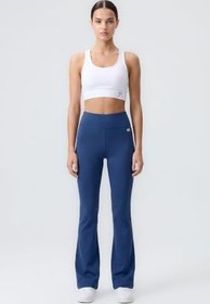 Resim TOMMY LIFE TOMMYLIFE Siyah Esnek Yüksek Bel Spor Performans İspanyol Paça Tayt, T19BY-94686 