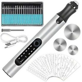 Resim Pazly Tcherchı Seti Kalem Gravür Elektrikli Da, Usb Şarjlı, 3 Hızlı, Çok Fonksiyonlu Taşlama Makinesi 