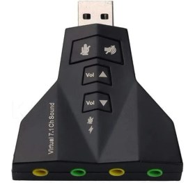 Resim Aogo Harici USB 3D Ses Kartı Ses Çift Sanal 7.1 USB 2.0 Adaptör Dizüstü Bilgisayar Için Tak ve Çalıştır 