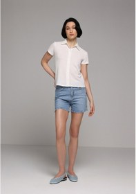 Resim Colin's Colins Slim Fit Polo Yaka Düz Kadın Beyaz Kısa Kol Tişört Cl1078959 Q1.v1 Wht 