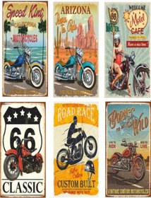 Resim Motor Temalı 6 Mini Retro Ahşap Poster Seti 