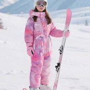 Resim JOMAKE Kız Çocuk Çıkarılabilir Kapüşonlu Kayak Takımı - Tam Fermuarlı Kışlık Kar Tulumu, Pembe & Mor Batik Desenli, Uzun Kollu Kayak Pantolonu, Kayak, Snowboard, Açık Hava Sporları için - Soğuk Hava Kız Çocuk Kayak Giyim, Kayak Ekipmanları, Soğuk Hava Giyim 