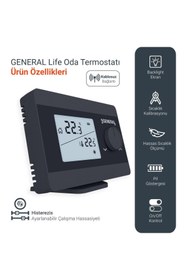 Resim AyrStore ILLONA HT250S RF Kablosuz Oda Termostatı (Siyah) 