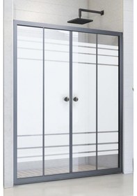 Resim Durul Duşakabin Ön Cephe Siyah Profil Desenli Siyah 