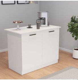 Resim Umg Mobilya 120lik Benzila Ada Mutfak Siyah Kulplu, Mutfak Adası, Kahve Köşesi, Çok Amaçlı Dolap Beyaz 