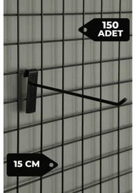 Resim Tel Pano Kancası 15 Cm Siyah Raf Askısı Raf Kancası Mağaza Düzenleme 150 Adet 