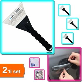 Resim Hereveoyuncak Oto Cam Buz Kazıyıcı Saplı + 8 Adet Araba Kapı Kolu Şeffaf Sticker Film Koruma - 2li Set J8D6U0 