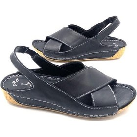 Resim Deritarz İlgen Hakiki Deri Ortopedik Kadın Siyah Renk Sandalet Siyah 