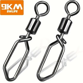 Resim 25 Adet (25'li) Sağlam Balıkçılık Döner Bağlantı Parçası - Paslanmaz Çelik Hızlı Kilitleme, Anti-Bükülme Mekanizmalı, Tatlı/Su Tuzlu Su Balıkçılığı İçin, Kalın Hatlar için Uygun - Yemler, Liderler ve Kancalar ile Uyumlu, Nikel Kaplama Silindirik Tasarım 