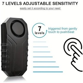 Resim Siyah 113db Bisiklet Anti-hırsızlık Alarmı Uzaktan Kumandalı Ip65 Su Geçirmez 6 Ay Pil Ömürlü 