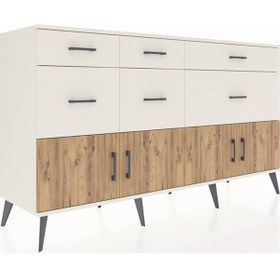 Resim Kronos Konsol Tek Raflı 6 Çekmeceli 4 Kapaklı 176x59x99 Aytaşı-ça Aytaşı-çam/aytaşı 