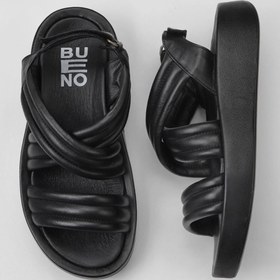 Resim Bueno Shoes Siyah Deri Kadın Dolgu Topuklu Sandalet 01wu4619 