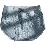 Resim Mavi Kadın Külot Dantel Yüksek Bel Çiçek Baskı Karın Kontrol Doğum Sonrası Yay Dekor Yumuşak Anti-septik Esnek Mavi 