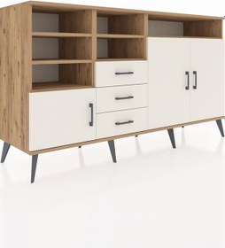 Resim Kronos Konsol 7 Raflı 3 Çekmeceli 3 Kapaklı 176x59x99 Çam-aytaşı Aytası - Atlas Çam 