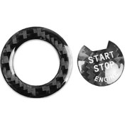 Resim Infiniti Q50 2014-2020 / Q60 / Qx60 Siyah İçin Araba Karbon Fiber Tek Tuşla Dekoratif Etiket Başlat 1 Adet 