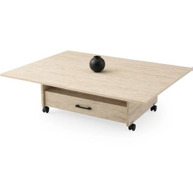 Resim Evistro Akıllı Sihirli Laptop Sehpa Yemek Masası Sehpa 2 Çekmeceli Mermer Desen Retro Gümüş 