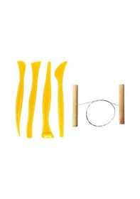 Resim Plastik Ebeşuar Seti 4'lü Kil Şekillendirme Seti Seramik Seti Çamur Kesme Teli Çelik Tel 