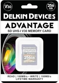 Resim Delkin Devices 256GB Advantage SDXC Hafıza Kartı UHS-I - 150MB/s'ye Kadar Yazma, 180MB/s Okuma, C10, U3, V30, 4K UHD, Tam Boyutlu SD Kartlı Kameralar için Hafıza Kartları 