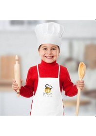 Resim Kişiye Özel İn Mutfağı Tasarımlı Mutfak Önlüğü Yetişkin Ve Çocuk Seçenekli Beyaz 