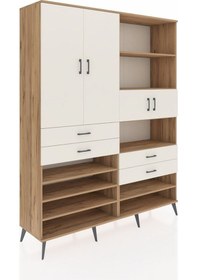 Resim Hyperion Gardrop 11 Raflı 4 Çekmeceli 4 Kapaklı 176x44x221 Çam-aytaşı Aytaşı 