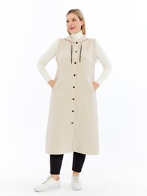 Resim Kadın Büyük Beden Kapitone Yelek - Taş / 4XL 