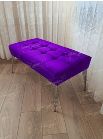 Resim Modern Dilim Puf Ayakucu Puf Gümüş Metal Ayak 100 45 Lila 