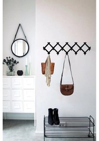 Resim Dekoratif Metal Siyah Duvar Kapı Askısı Elbise Askısı Akordiyon Model Askılık Siyah 