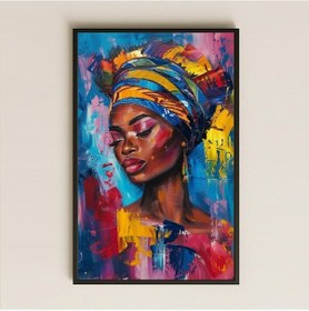 Resim Soyut Fırça Dokulu Afrika Kadını Portresi Şeffaf Pleksi Tablo 
