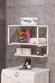 Resim Üç Katlı Klozet Üstü Düzenleyici Çamaşır Makinesi Duvar Rafı Banyo Dolabı 