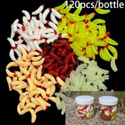 Resim 120 adet - 1.98 cm Bas Avcılığı Solucan Yemleri, Yumuşak Kurtçuk Yemleri Ekmek Solucanı Balıkçılık Yemi, 5 Renk 