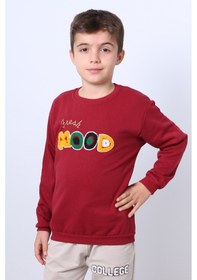 Resim Hçm Erkek Çocuk Şardonlu Sweat Mood Nakış Detaylı Ribanalı E35 Bordo 